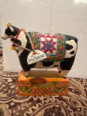 Jim Shore Black and White Cow Figurine with  “A Grand Tradition”
